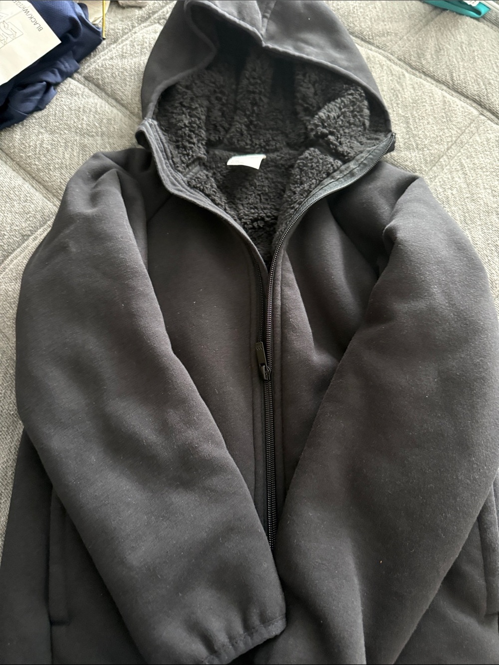 all in motion Black Hooded Sherpa Zip-Up Sweater